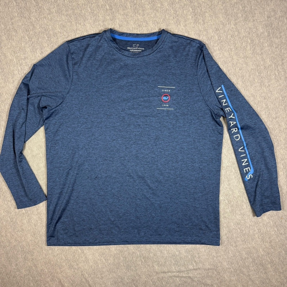 VINEYARD VINES Performance Men's USA Hockey Long Sleeve Blue Shirt Size XL